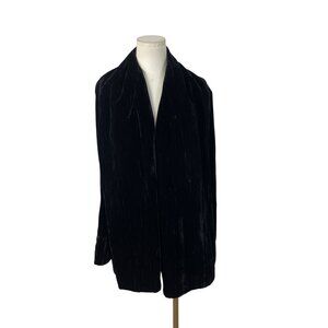 Ellen Tracy Womens Black Velvet Open Front Jacket Elegant Layering Sz L